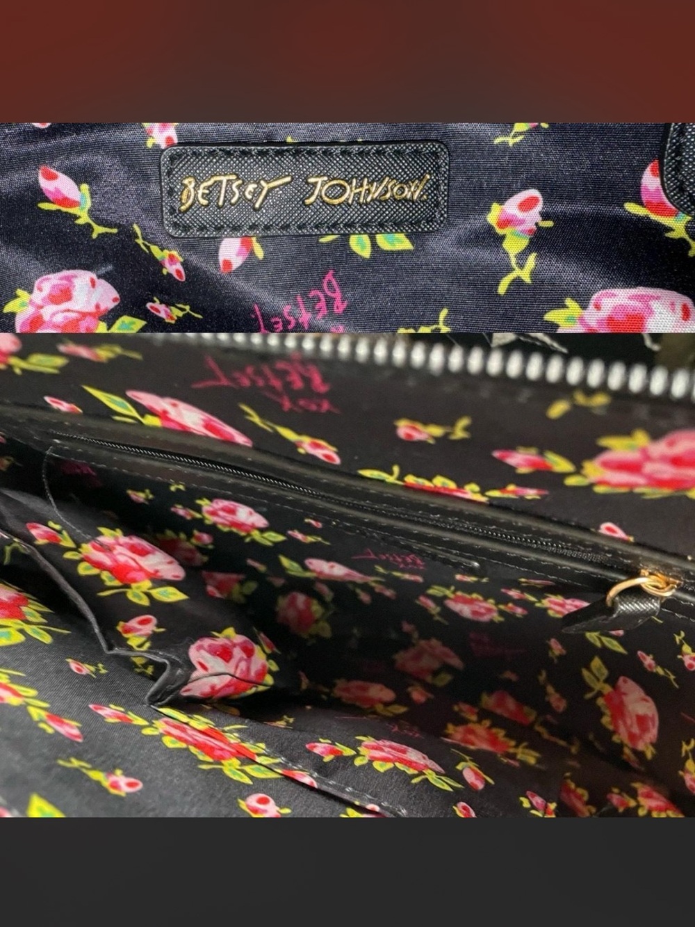 Betsey Johnson Black Embossed Skull Satchel with Gold Accent - Picture 5 of 6